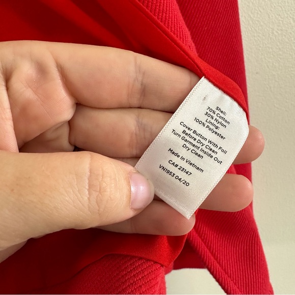 Talbots Womens 10 Petite Red Military Knit Twill Band Jacket Blazer Holiday - Picture 5 of 6